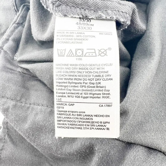 Gap Slim Chino Pants Mens Size 33x30 Dark Grey Stretch Career Ankle Straight - Picture 6 of 6